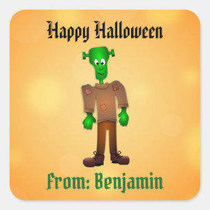 Halloween Cute Frankenstein Monster Custom Vierkante Sticker