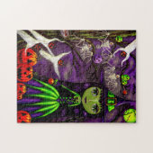 Halloween Cute Green Witch Big Eyes Legpuzzel (Horizontaal)