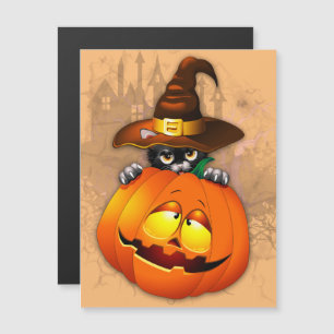 Halloween Cute Kat Witch en Pumpkin Friend