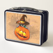 Halloween Cute Kat Witch en Pumpkin Friend (Voorkant)