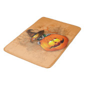 Halloween Cute Kat Witch en Pumpkin Friend Badmat (Gekanteld)