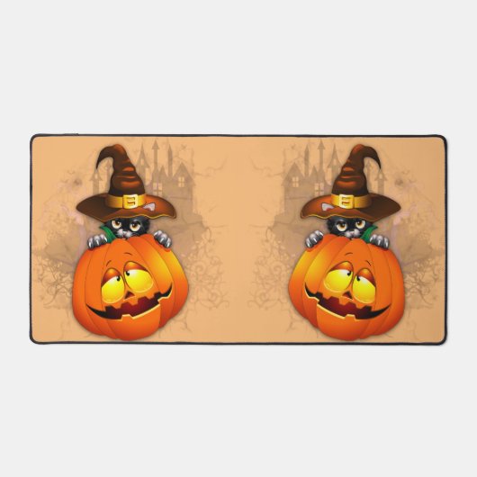 Halloween Cute Kat Witch en Pumpkin Friend Bureaumat (Voorkant)