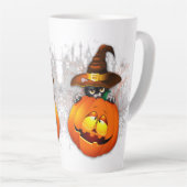 Halloween Cute Kat Witch en Pumpkin Friend Latte Mok (Rechterhoek)