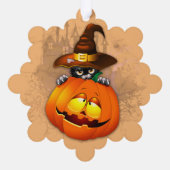 Halloween Cute Kat Witch en Pumpkin Friend Ornament Kaart (Achterkant)