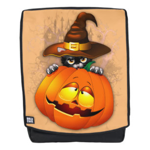 Halloween Cute Kat Witch en Pumpkin Friend Rugtassen