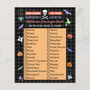 Halloween Cute Kinder Scavenger Hunt List Flyer