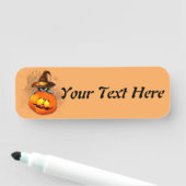 Halloween Cute Kitty Witch and Pumpkin Friend Naamplaatje (In situ)