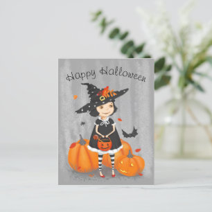 Halloween Cute Little Witch Briefkaart