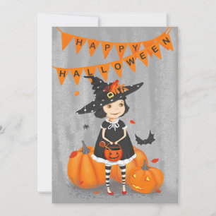 Halloween Cute Little Witch Feestdagenkaart