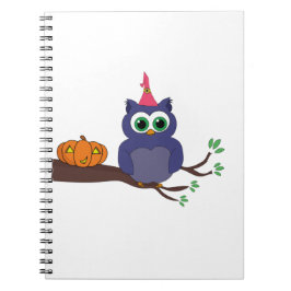 Halloween Cute Owl and a Pumpkin Notitieboek