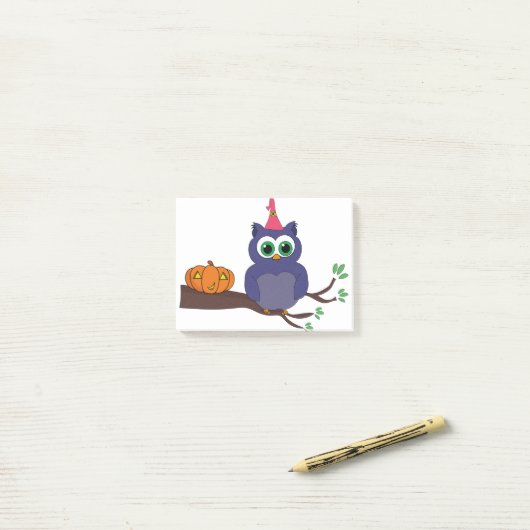 Halloween Cute Owl and a Pumpkin Post-it® Notes (Op bureau)