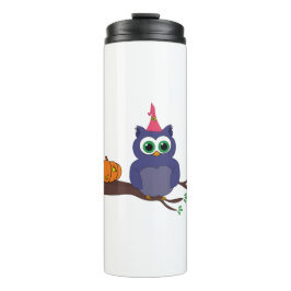 Halloween Cute Owl and a Pumpkin Thermosbeker