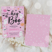 Halloween Cute Pink Ghost Birthday Spooktacular Kaart