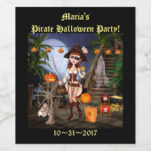 Halloween Cute Pirate Girl Étiquette de vin (Étiquettes simples)