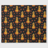 Halloween Cute Pumpkin Autumn Leaves Pattern Cadeaupapier (Vlak)