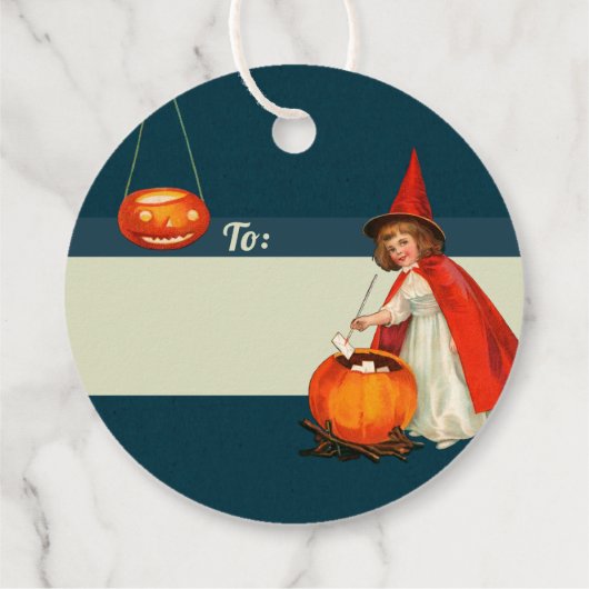 Halloween Cute Short heks CC1241 Clapsaddle Bedankjes Labels (Achterkant)