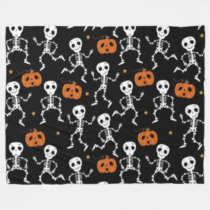 Halloween Cute Skeletons and Pumpkins Fleece Deken
