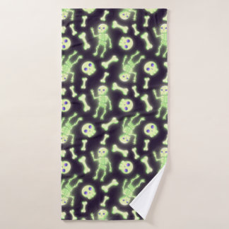 Halloween Cute Spooky Glow Skeleton Bot Skull Badhanddoek