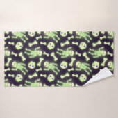 Halloween Cute Spooky Glow Skeleton Bot Skull Badhanddoek (Badhanddoek)