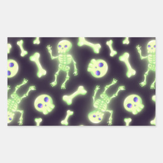 Halloween Cute Spooky Glow Skeleton Bot Skull Rechthoekige Sticker