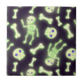 Halloween Cute Spooky Glow Skeleton Bot Skull Tegeltje (Voorkant)