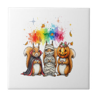 Halloween Cute Squirrels Costume Tegeltje