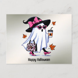 Halloween Cute Stijlvolle Heksen Geest Koffiekop Briefkaart