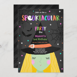 Halloween Cute Witch Birthday Party Kaart