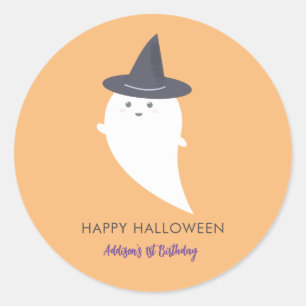 Halloween Cute Witch Ghost Ronde Sticker