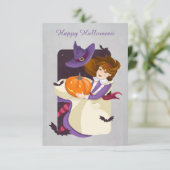 Halloween Cute Witch met pompoen (Staand voorkant)