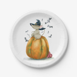 Halloween Cute Witch Mouse Papieren Bordje