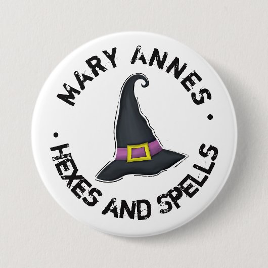 Halloween Cute Witch Pet Whimsical Spells Ronde Button 7,6 Cm (Voorkant)