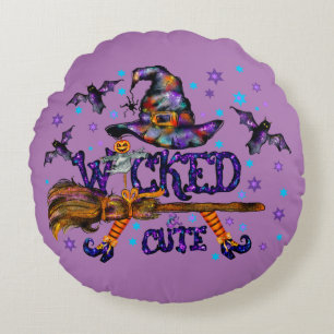 Halloween Cute Wyed Witch Rond Kussen