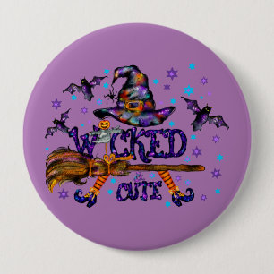 Halloween Cute Wyed Witch Ronde Button 4,0 Cm