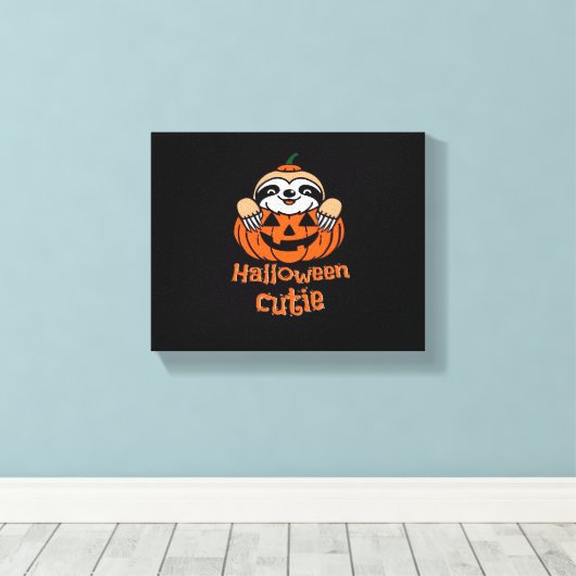 Halloween cutie luiaard Essential T-Shirt Canvas Afdruk (Insitu (Houten vloer))