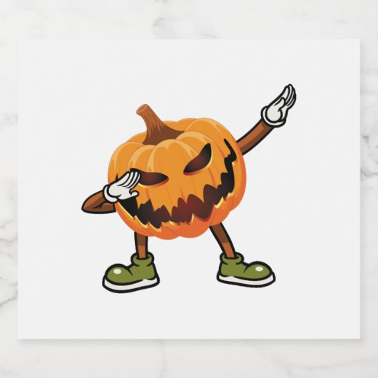 Halloween Dabbing Jack O Lantern Pumpkin Halloween Sparkling Wijnetiket (Enkel label)