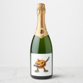 Halloween Dabbing Jack O Lantern Pumpkin Halloween Sparkling Wijnetiket (Voorkant)