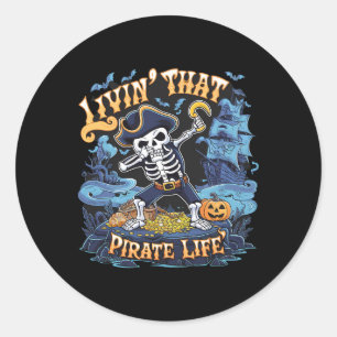 Halloween Dabbing Pirate Skeleton Eenvoudig Hallow Ronde Sticker
