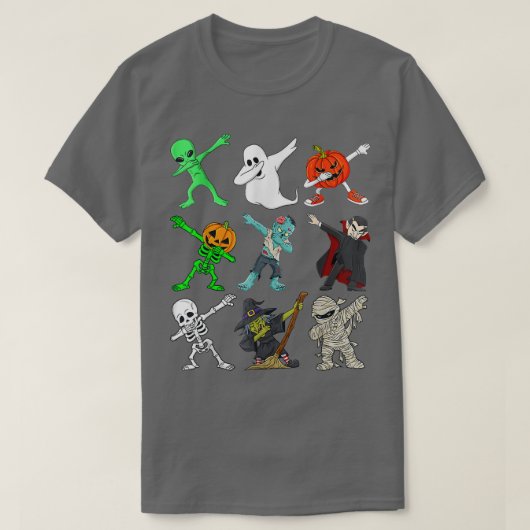 Halloween Dabbing Skeleton heks and Monsters Funn T-shirt (Design voorkant)