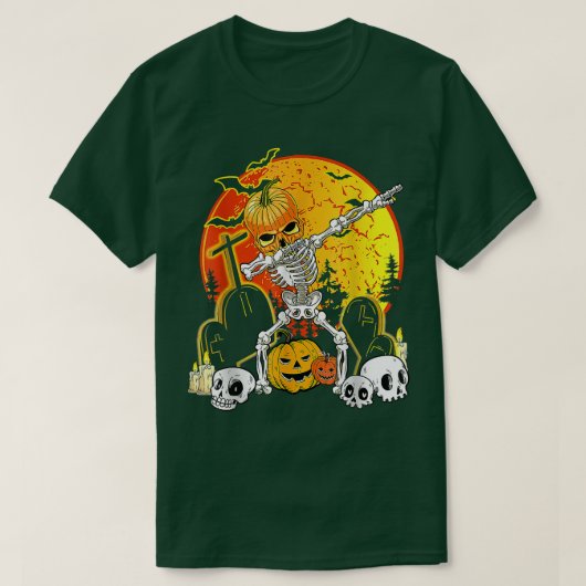Halloween Dabbing Skeleton Jack O' Lantern Boys Ki T-shirt (Design voorkant)