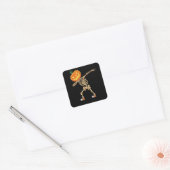 Halloween Dabbing Skeleton Pumpkin Head Dance Dab Vierkante Sticker (Envelop)