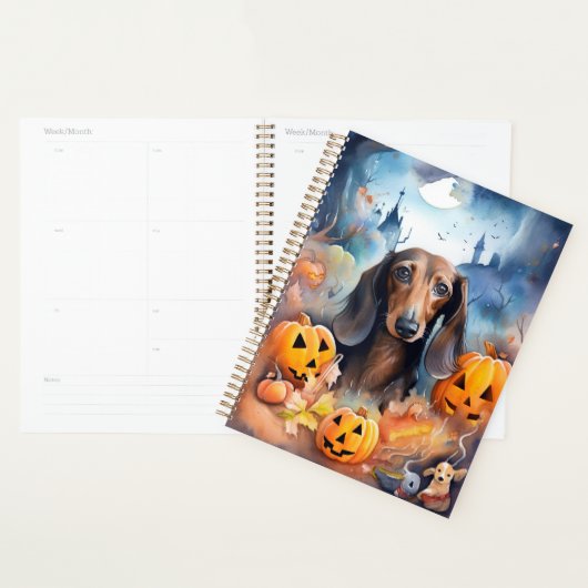 Halloween Dachshund Avec La Peur Citrouille (Devant avec enveloppe)