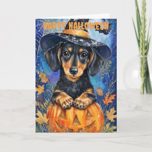 Halloween Dachshund Dog Feestdagen Kaart (Voorkant)