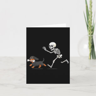 Halloween Dachshund Grappig Skelet Jacht Hond Mann Kaart