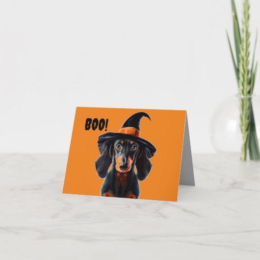 Halloween Dachshund Heks Kaart (Voorkant)
