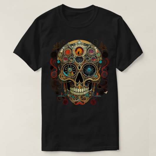 Halloween Dag van de Dode Boho Sugar Skull T-shirt (Design voorkant)
