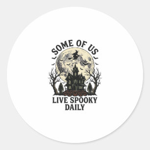 Halloween Dagelijkse T-shirt met Vintage Geheime M Ronde Sticker