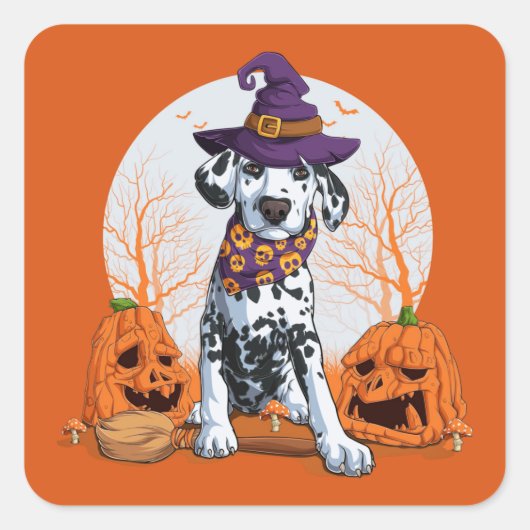 Halloween Dalmatian Square Sticker (Voorkant)