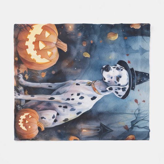 Halloween Dalmation met pompoenen eng Fleece Deken (Voorkant (Horizontaal))