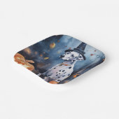 Halloween Dalmation met pompoenen eng Papieren Bordje (Gebogen)